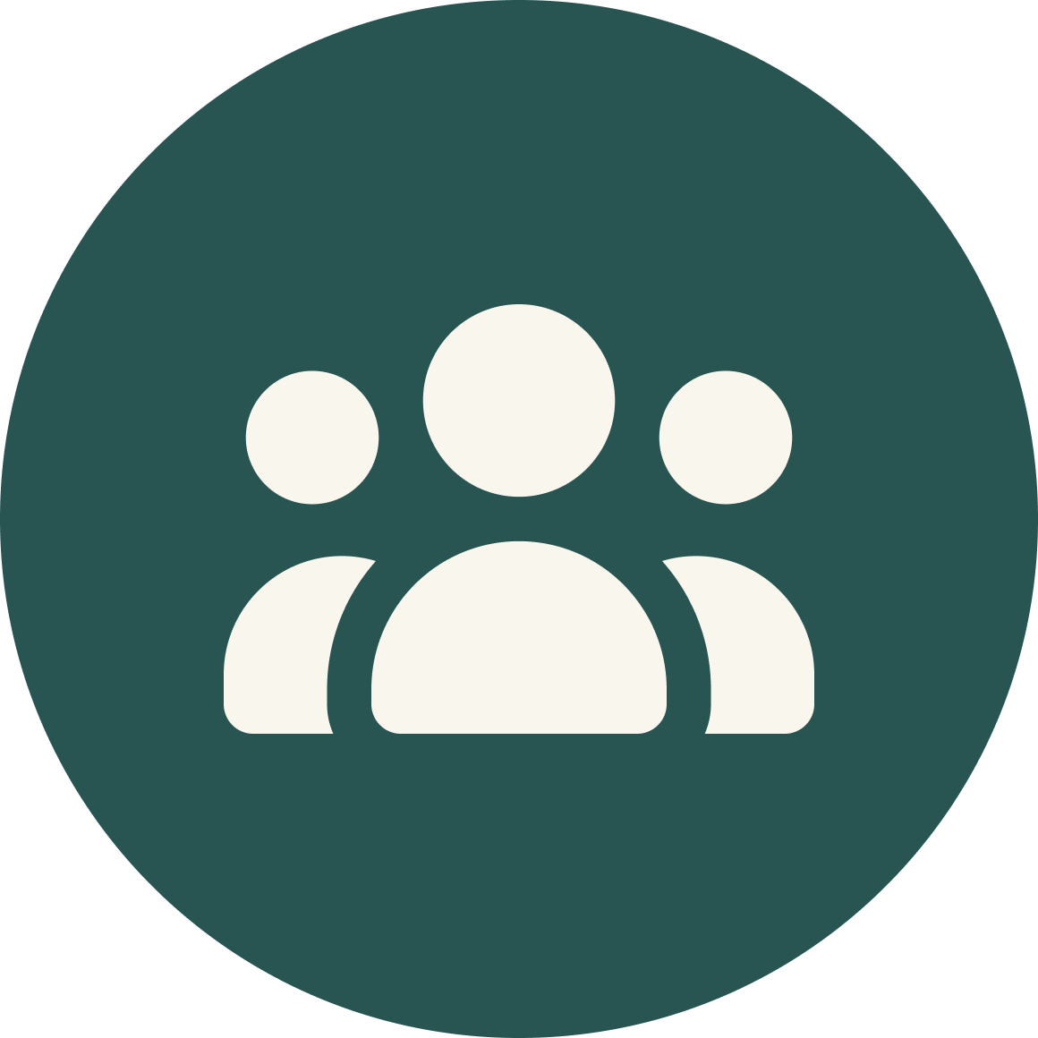 Icon of three people in a group, representing community or teamwork.