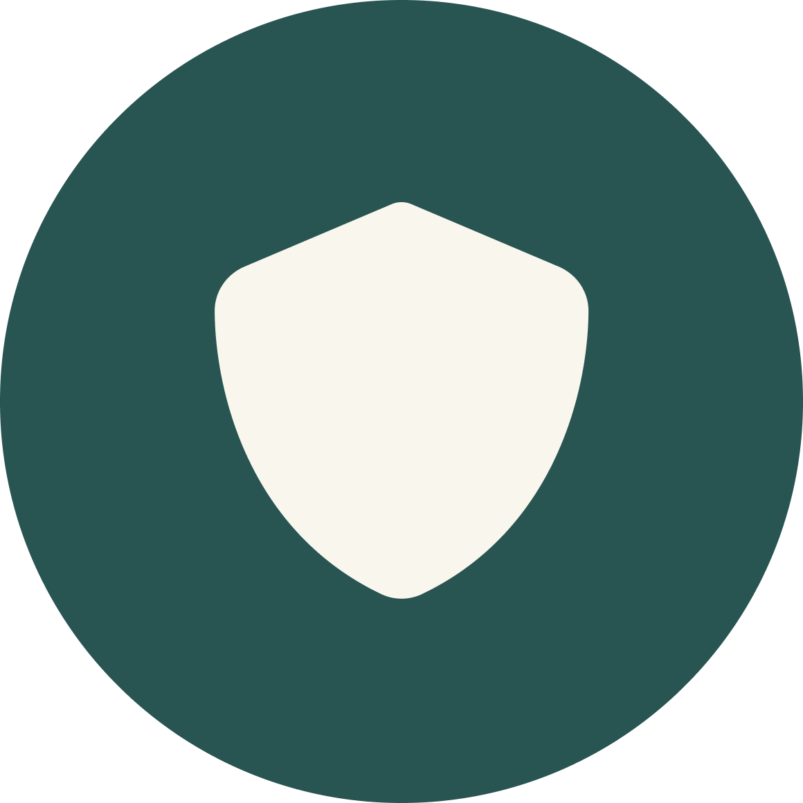 Shield icon with a dark green circular background and a white shield symbol in the center.