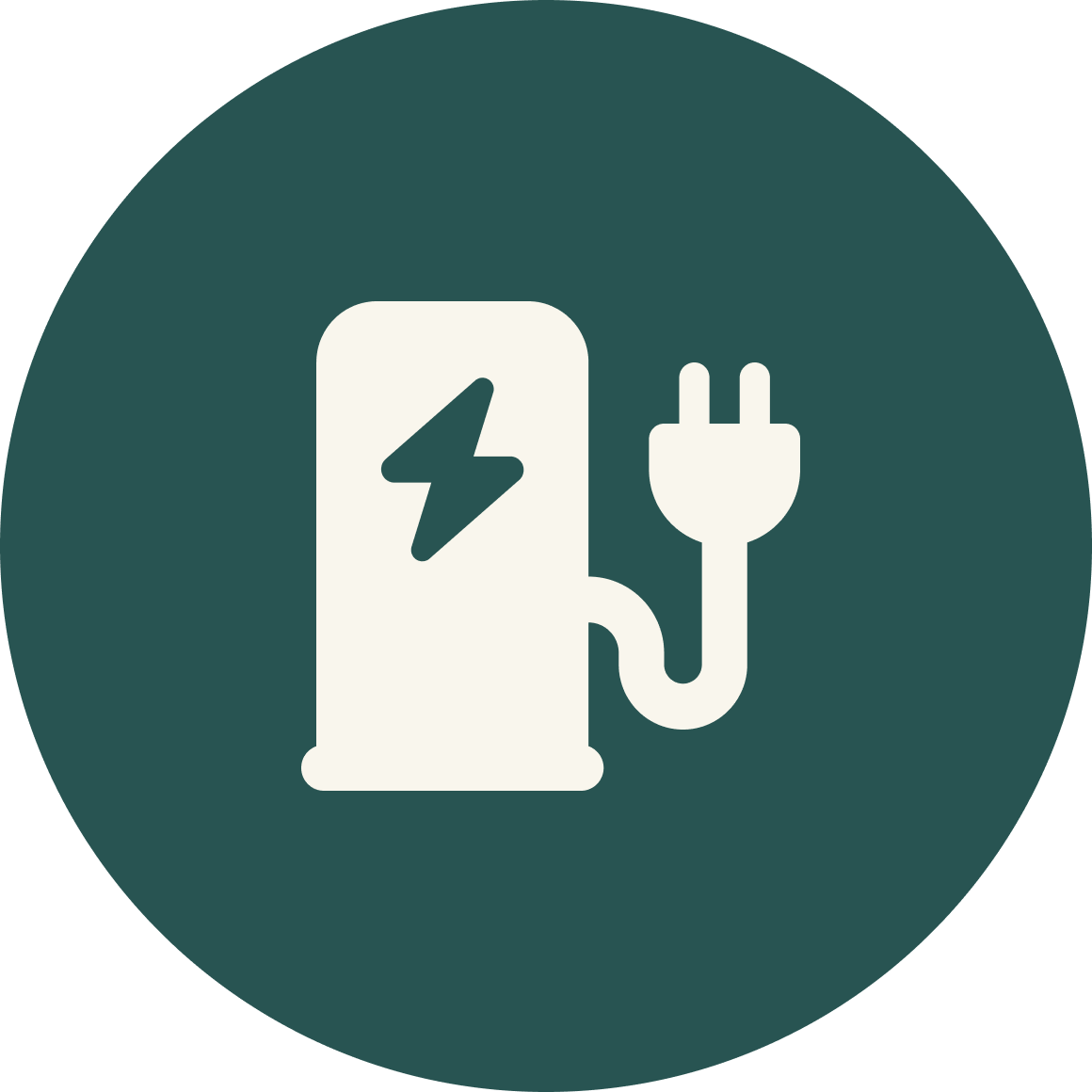 Icon of an electric car charger with a lightning bolt and a power plug.