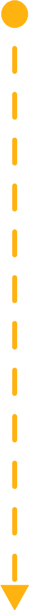 Vertical yellow line with four dots decreasing in size and a downward arrow at the bottom, all on a black background.
