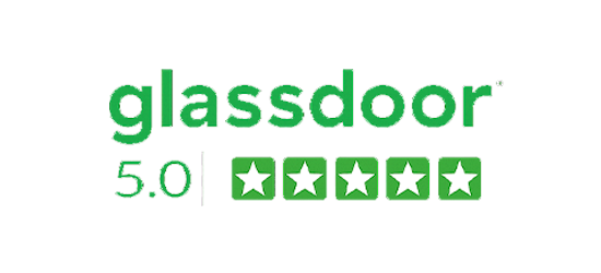 Glassdoor 5.0 star rating logo.