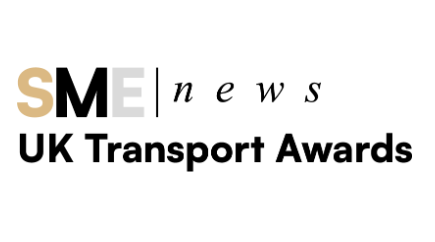 Logos for SME News and UK Transport Awards, with black, white, and gold text.