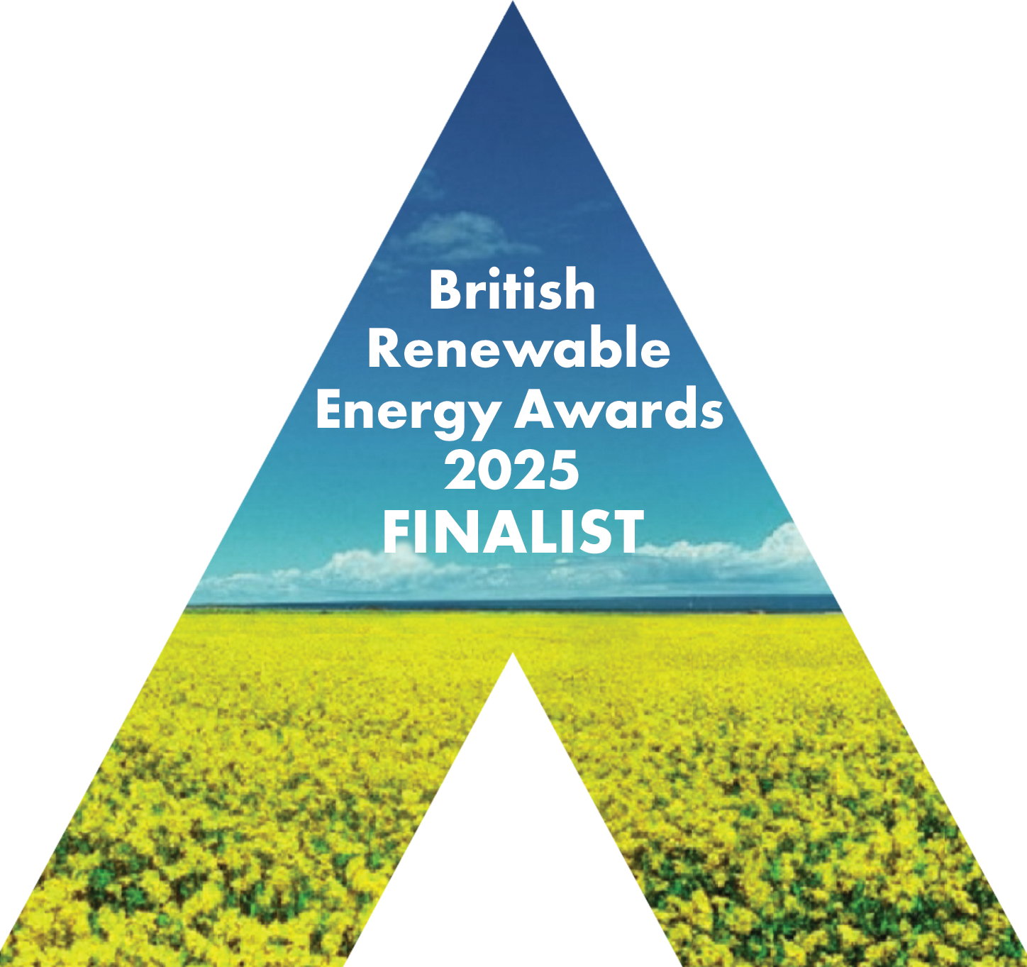Announcement for the 2025 British Renewable Energy Awards, celebrating the 20th anniversary, scheduled for June 12 at the Sheraton Grand Hotel, organized by the REA, with a notice of finalist status.