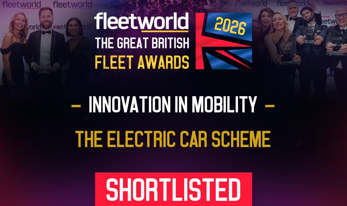 Fleetwood 2026 Great British Fleet Awards with a group of people in formal attire holding awards, celebrating innovation in mobility and electric car schemes.