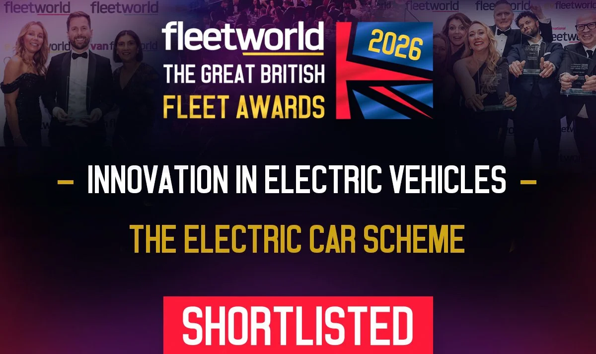 Group of people dressed in formal attire at the Fleet World Great British Fleet Awards 2026, celebrating innovation in electric vehicles and electric car schemes.