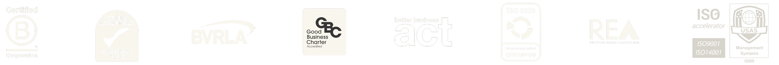 Certifications and Memberships affiliations - B Corp, Cyber Essentials Certified Plus, BVRLA, Good Business Charter, Better Business Act, ESG, REA, ISO9001 ISO14001