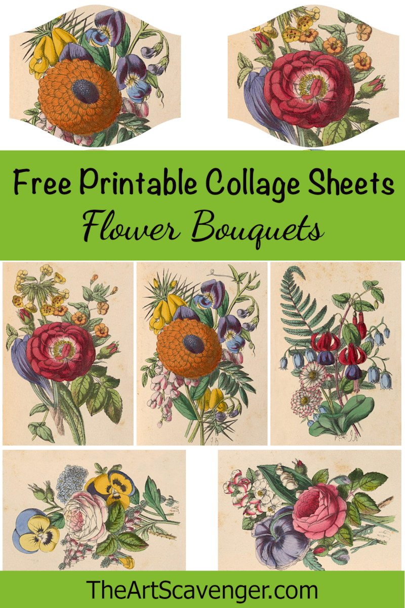 Please Deliver to Labels printable Flowers -   Scrapbook printables,  Flower printable, Vintage junk journal