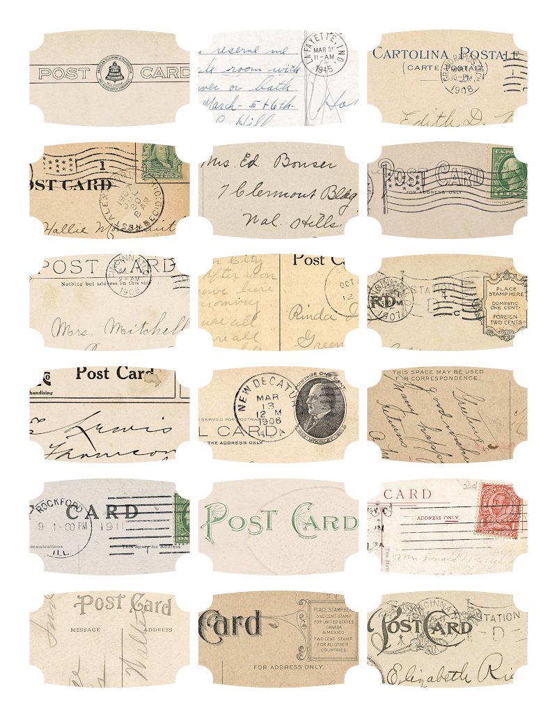 Free Printable Vintage Postcards Ephemera Sheets — The Art Scavenger