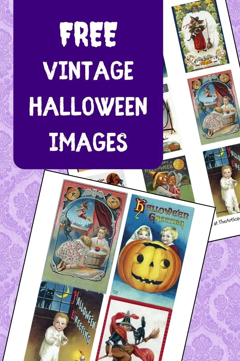 Free printable Halloween ephemera from authentic vintage postcards