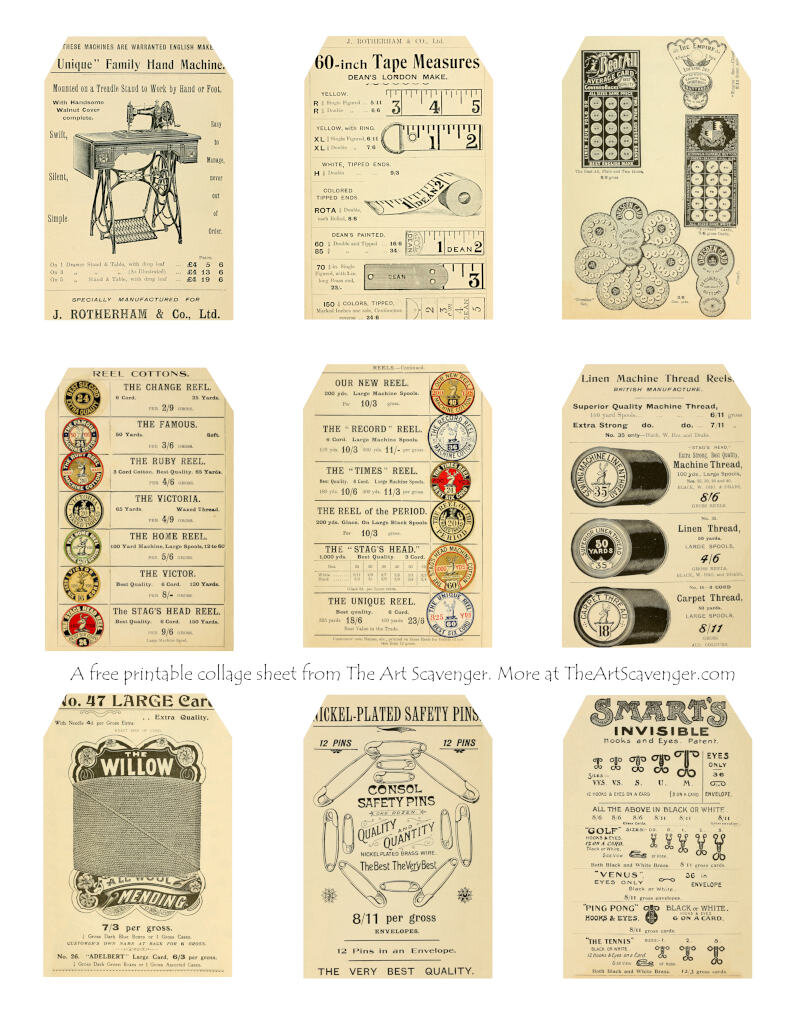 Free Printable Sewing Catalog Ephemera Sheets — The Art Scavenger