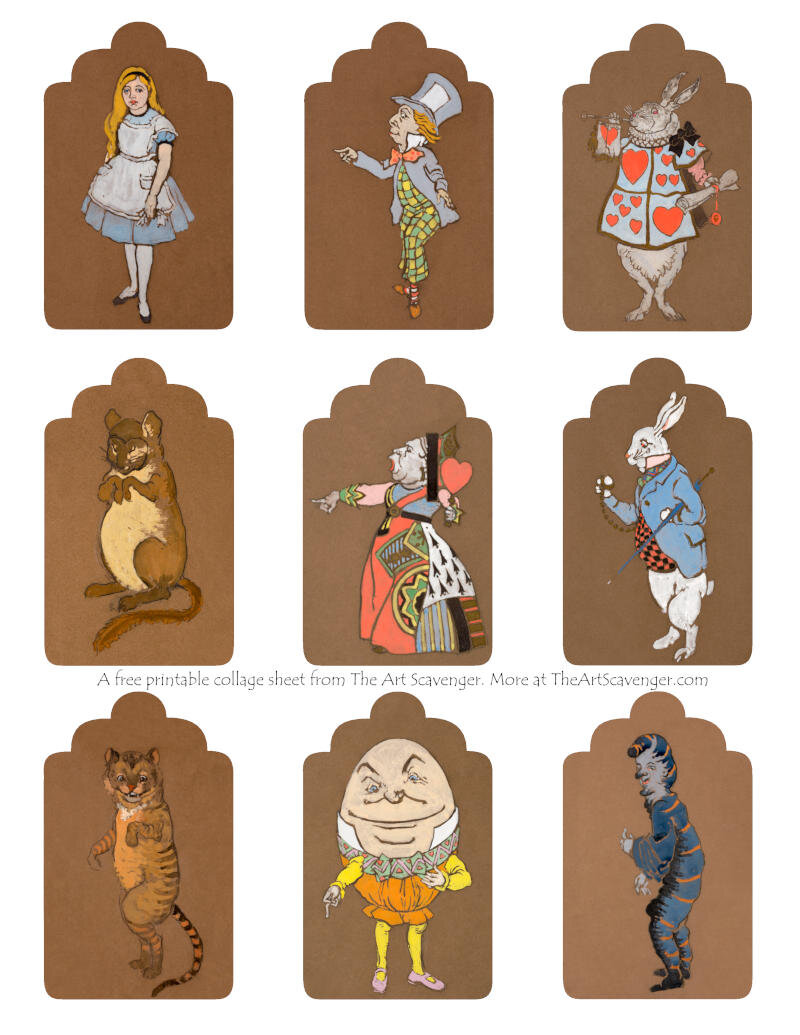 Miniature Alice in Wonderland Tarot Cards Collage Sheet Digital Printable  Instant Download 2230 (Instant Download) 