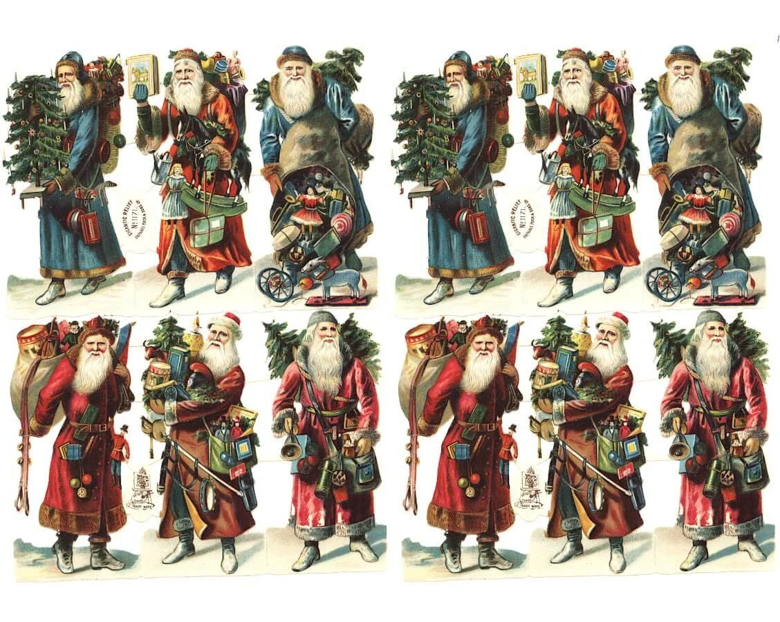 Antique Santa Claus relief scrap illustrations