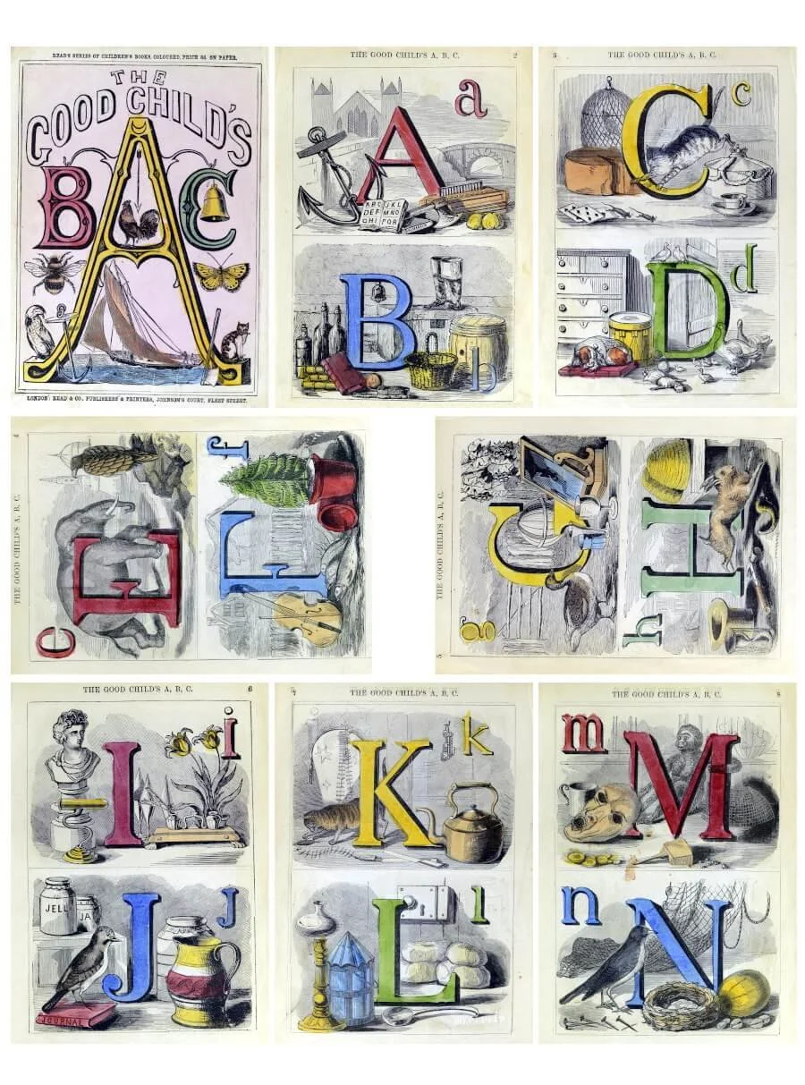 Free Printable Vintage Alphabet ATC Cards from a 19th-Century ABC Book