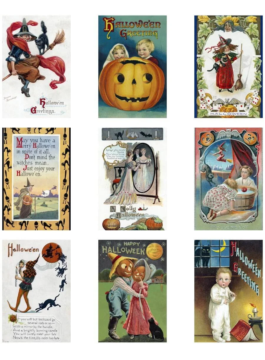 Free Vintage Halloween Postcard Image Printables for Junk Journals, Collage &amp; Crafts