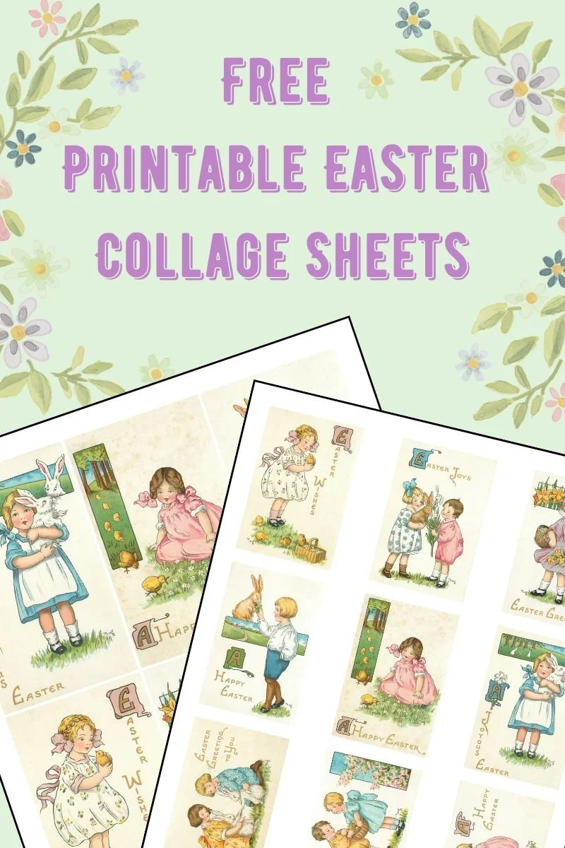 Early 1900s Easter postcard images arranged for printable collage sheets