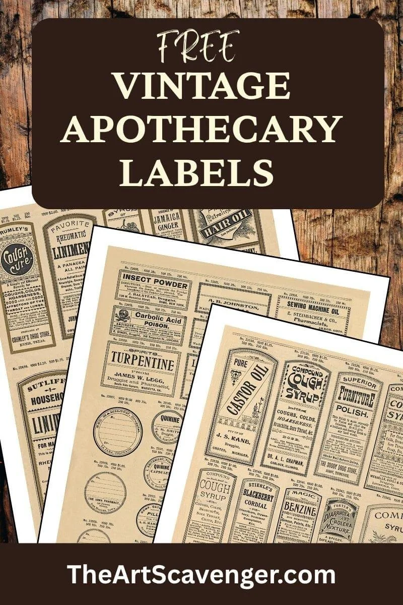Free printable vintage apothecary labels from a 1900 druggists catalog