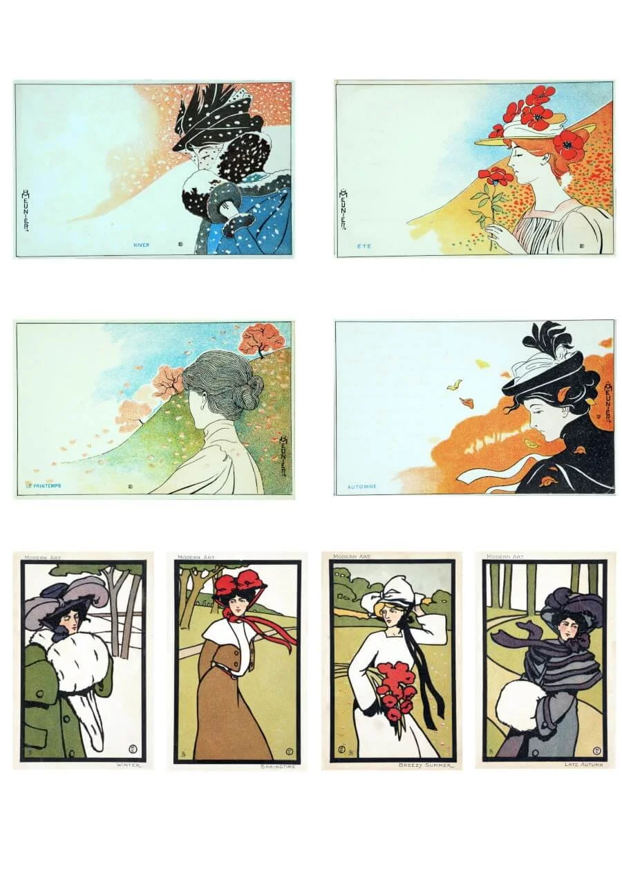 Vintage four seasons art for bullet journal decoration