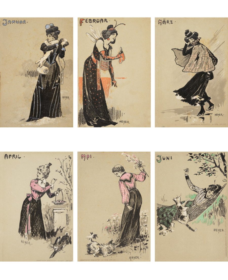 Vintage monthly illustrations for creative journaling and planners