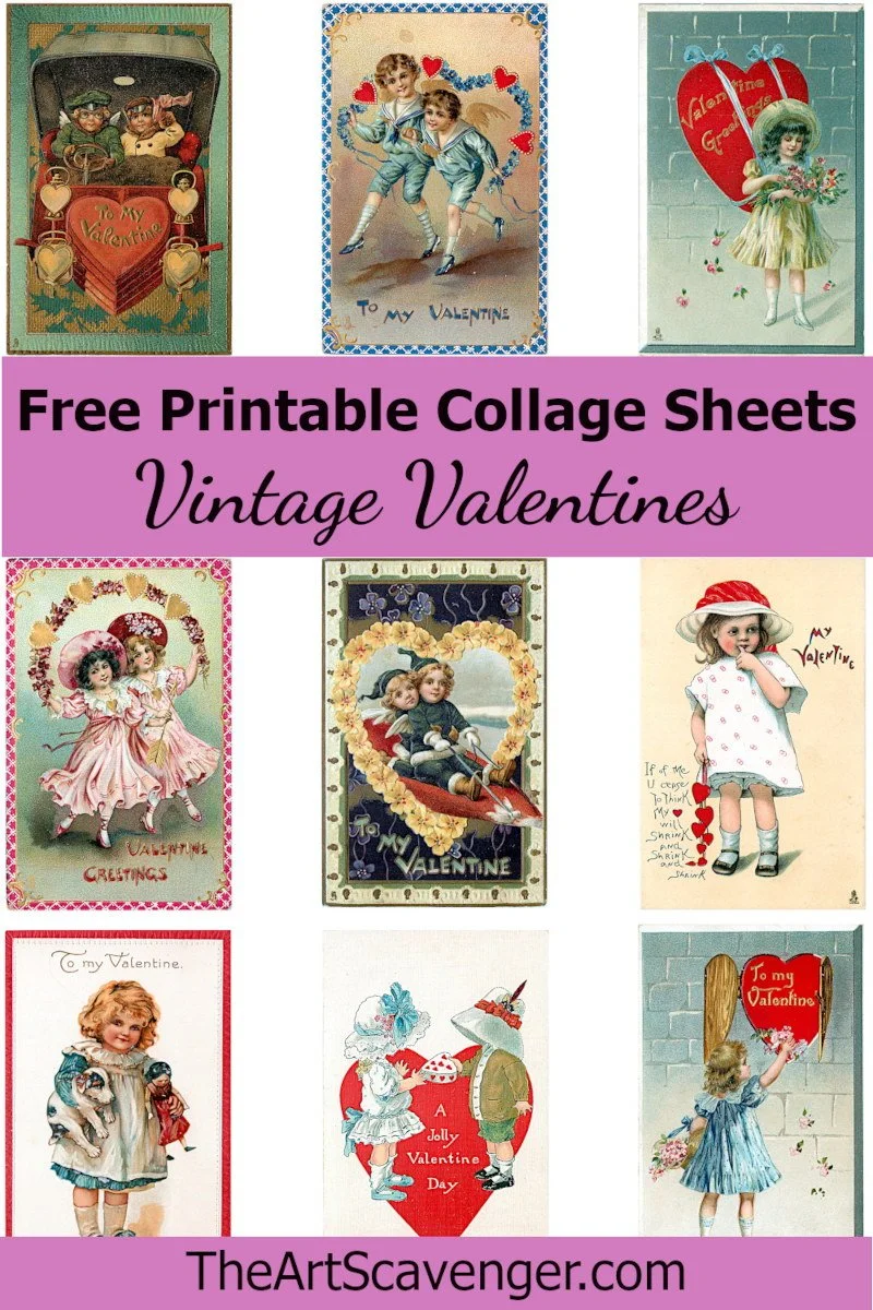 Free Printable Vintage Valentine #39 s Day Cards The Art Scavenger