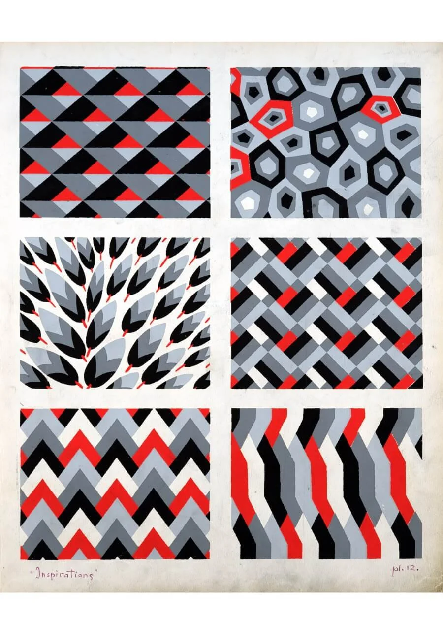 Vintage Art Deco geometric patterned collage sheet for mixed media crafts