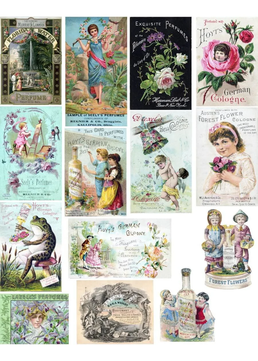 Free Vintage Perfume Ads Printable - Victorian Trade Cards for Junk Journals &amp; Crafts