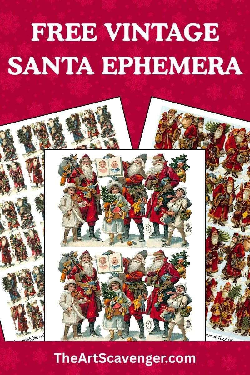 Printable vintage Santa images for junk journals and Christmas crafts
