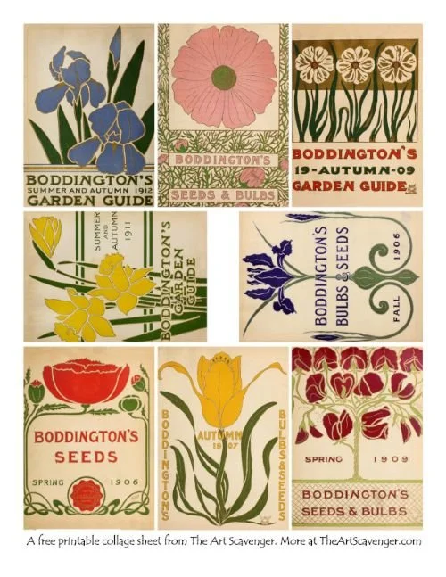 Art Nouveau seed catalog covers collage sheet