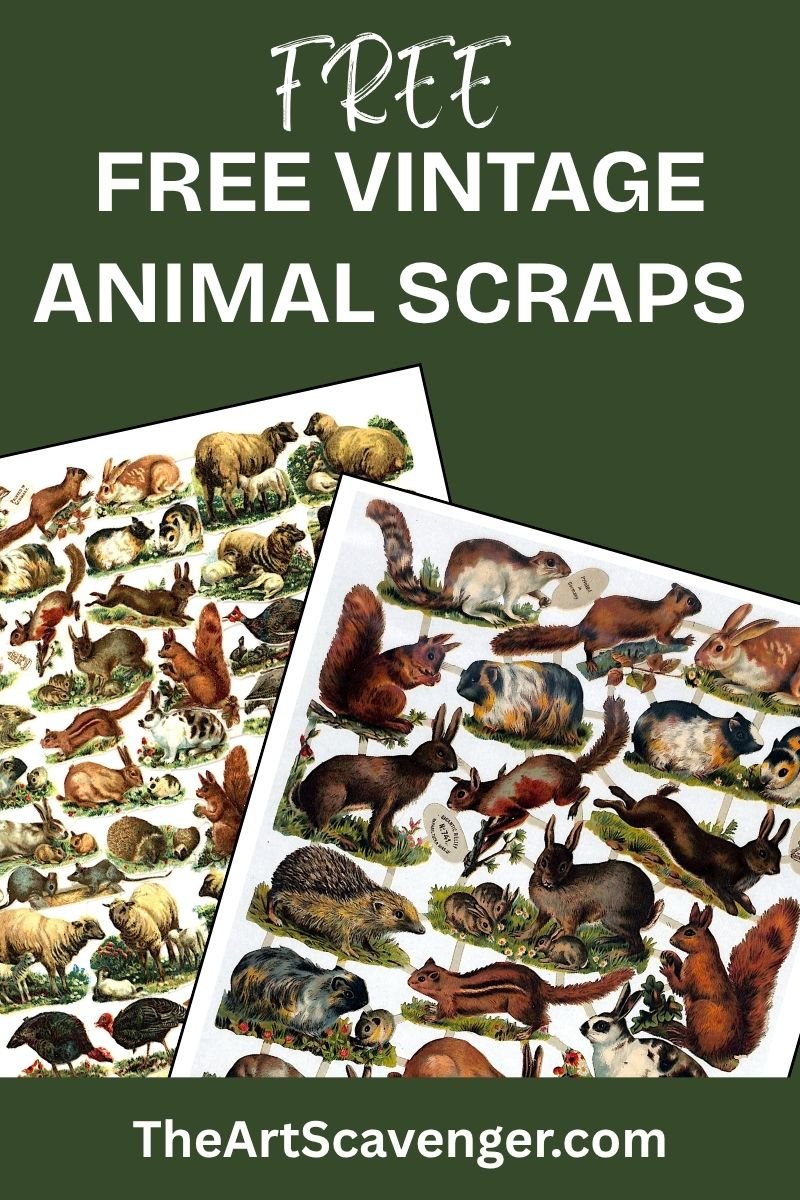 Printable antique-style animal ephemera sheets for scrapbooking and junk journals