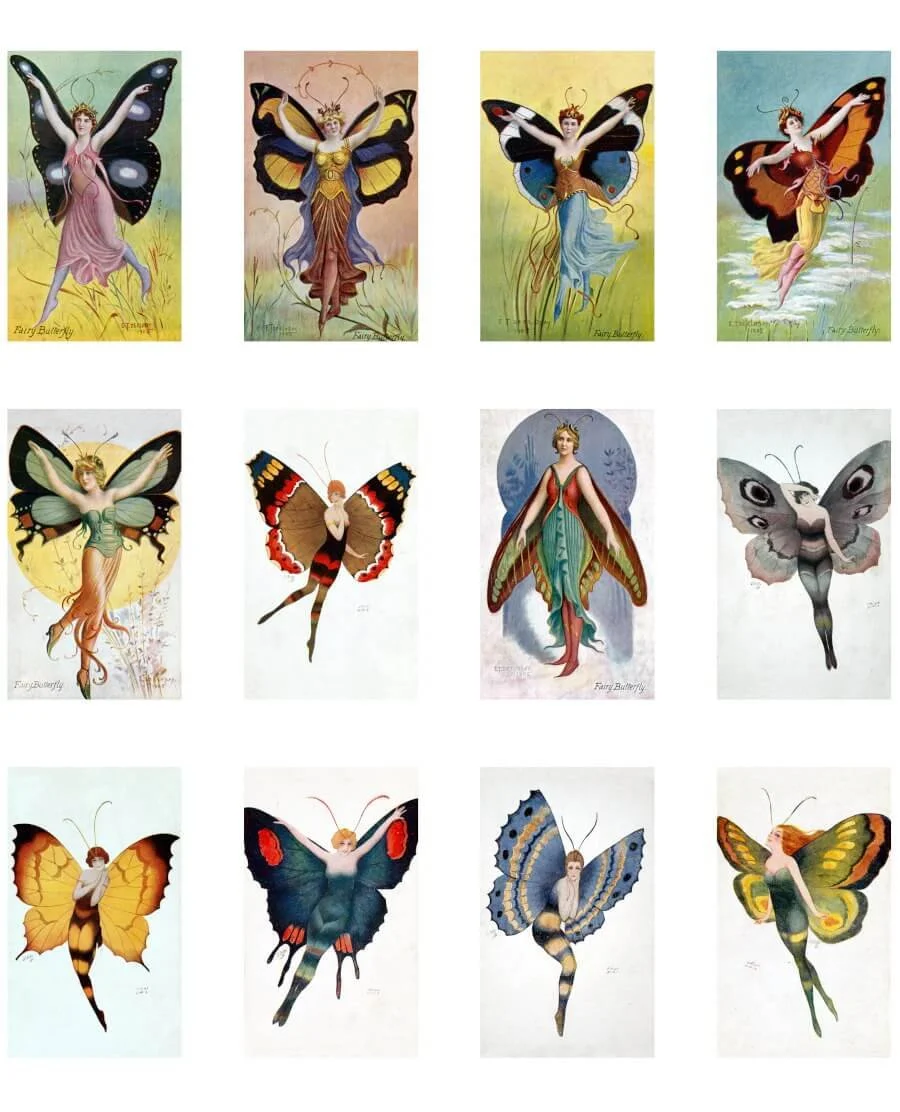Free butterfly fairy printable ephemera for junk journals, ATCs, and collage art.