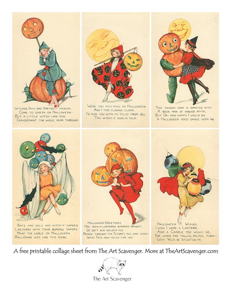 Printable Vintage Halloween Ephemera Pack, Junk Journal Journaling Paper  Embellishments, Collage Sheet 