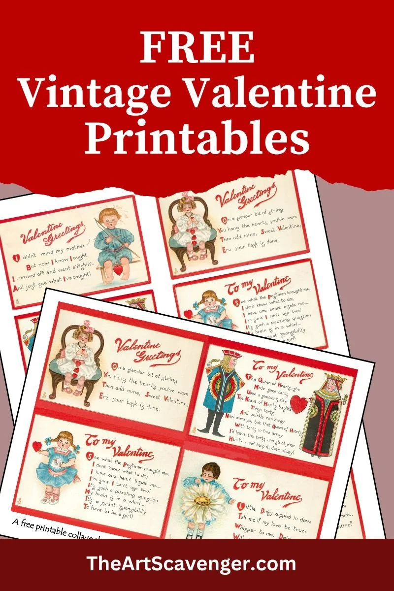 Early 1900s Valentine verse printable postcard ephemera