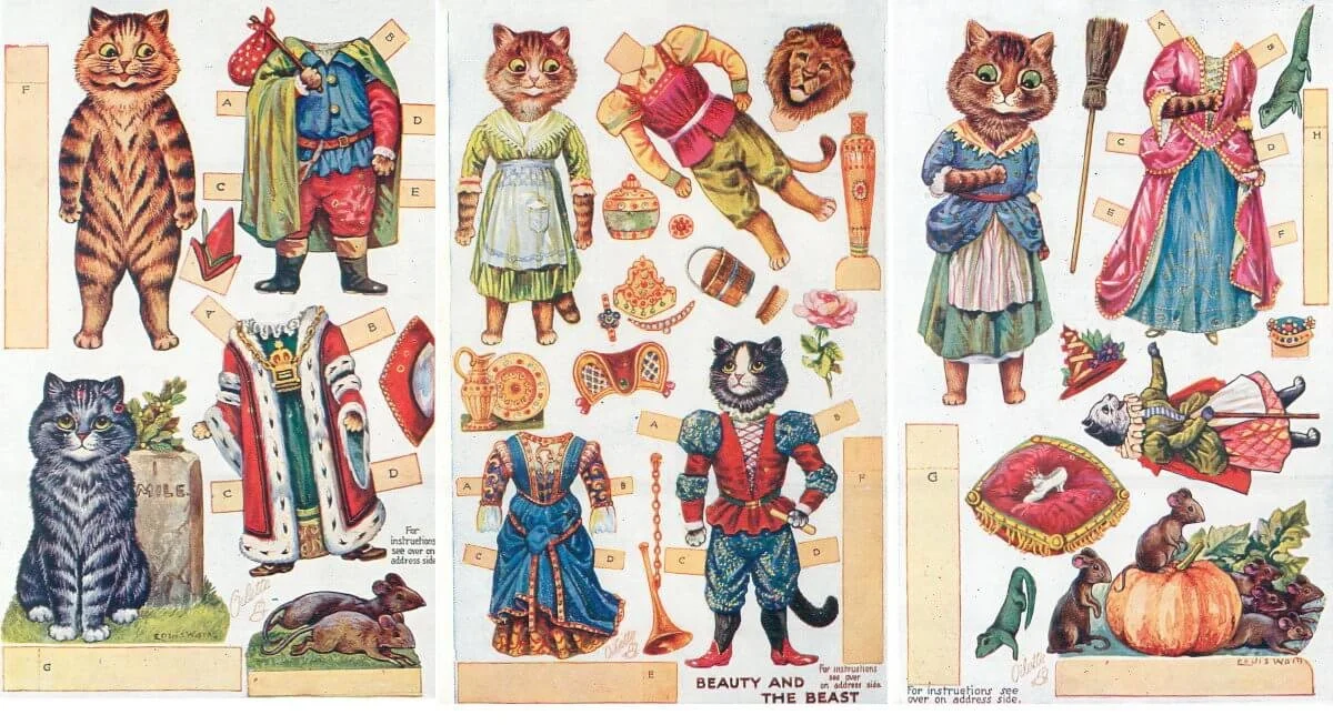 Free Printable Vintage Paper Doll Cats from 1912
