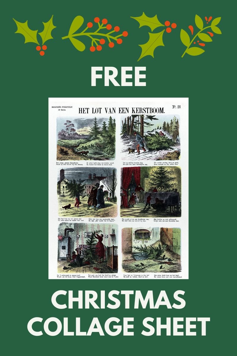 Free printable Christmas ephemera sheet from The Art Scavenger