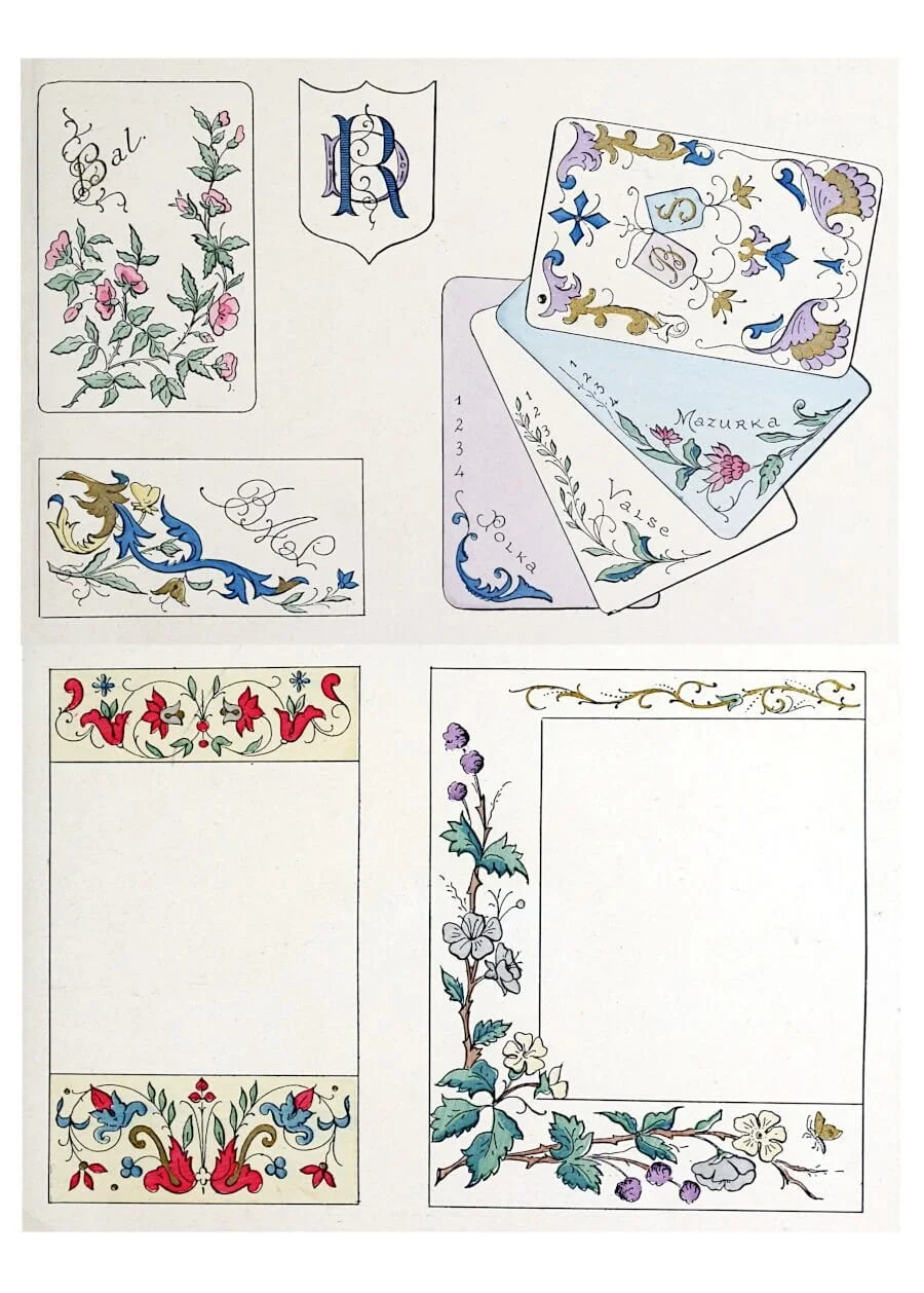 Free printable antique French ornamental and floral designs for paper crafts