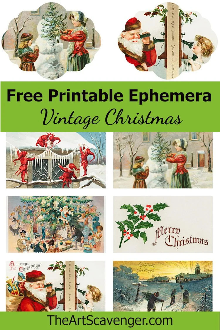 free-printable-vintage-christmas-illustration-ephemera-sheets-the-art