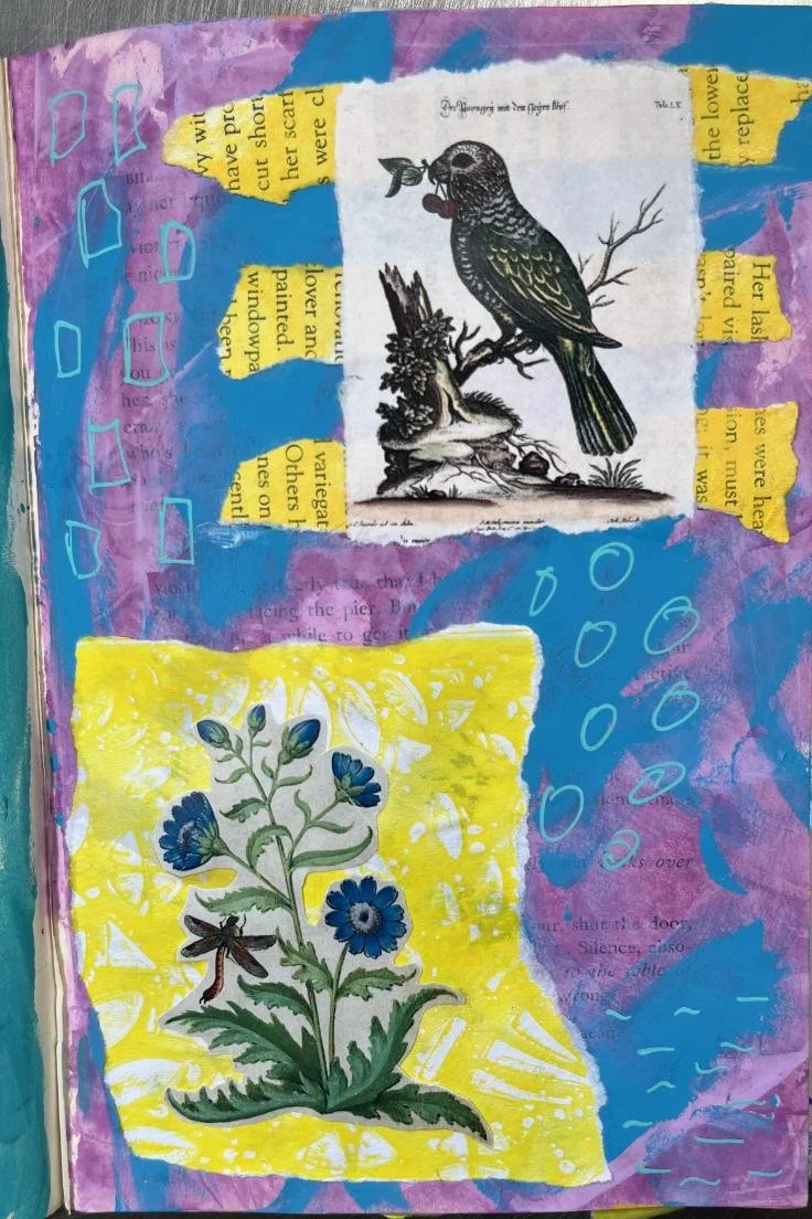 An Art Journal Page idea using a vintage bird illustration