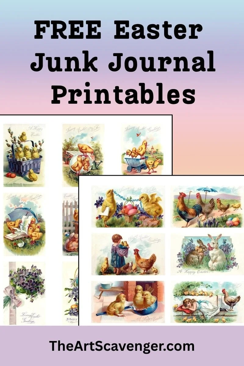 Spring junk journal printables with vintage Easter imagery