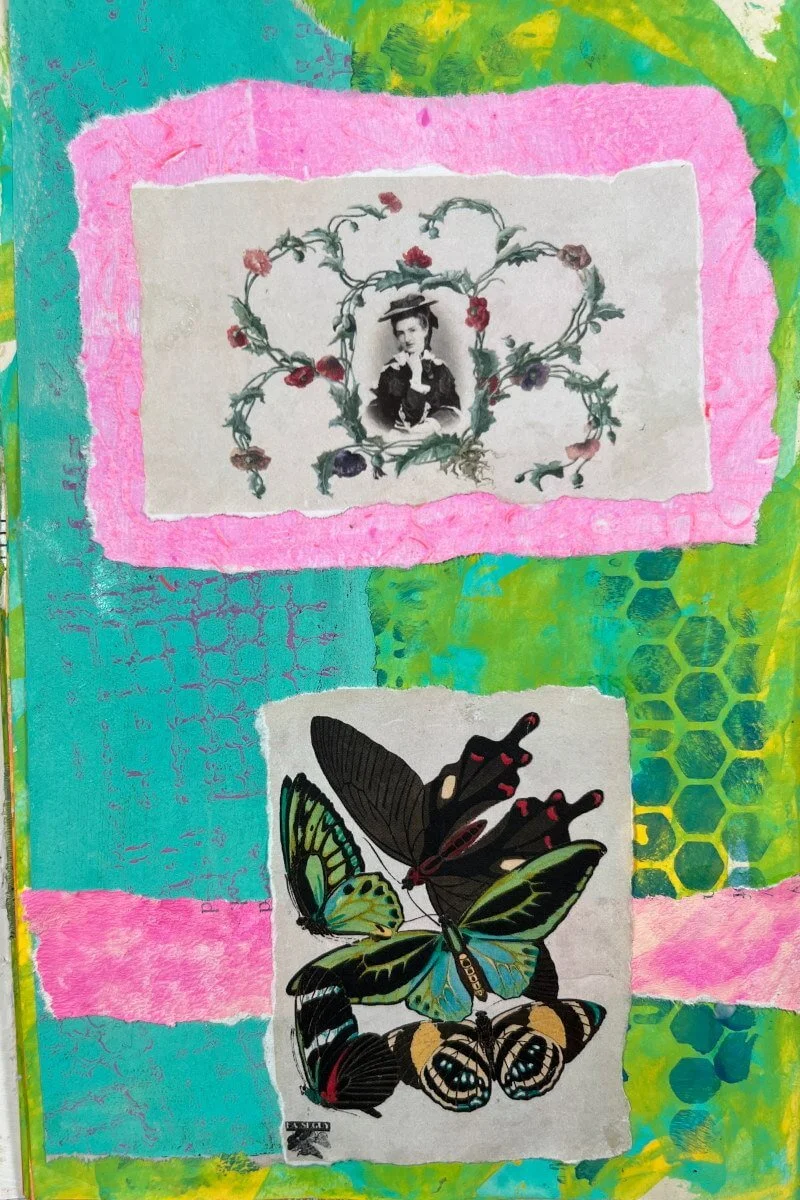 An art journal page idea using one of the free Victorian collage images