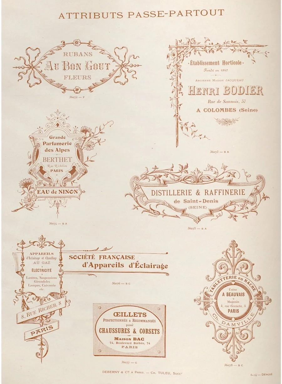 Antique French typography and label designs for junk journaling