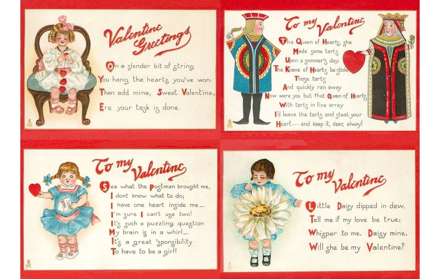 Antique Valentine poem postcard for junk journaling and paper crafts
