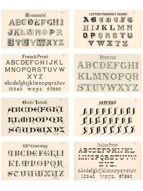 Vintage typography ephemera for journaling and scrapbooking