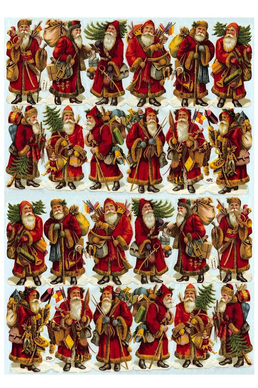 Vintage Santa Claus collage sheet made from antique relief scraps