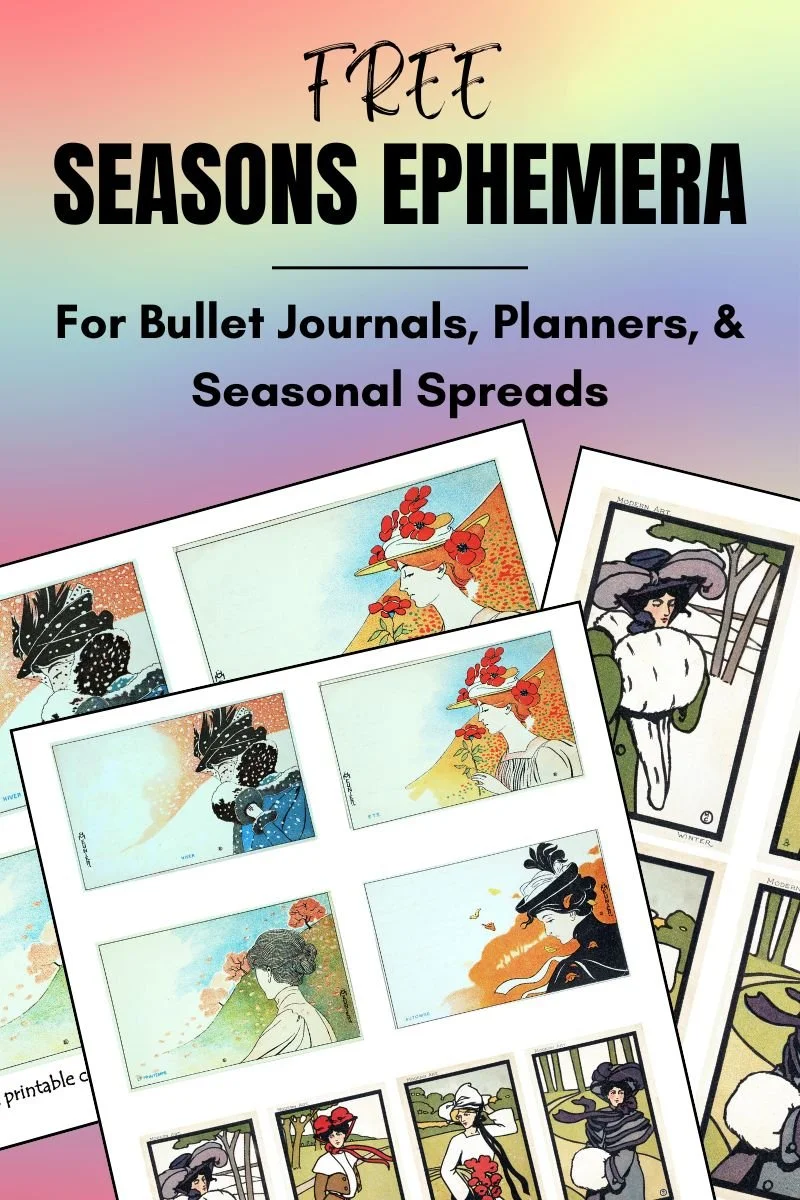 Seasonal vintage planner stickers and collage elements