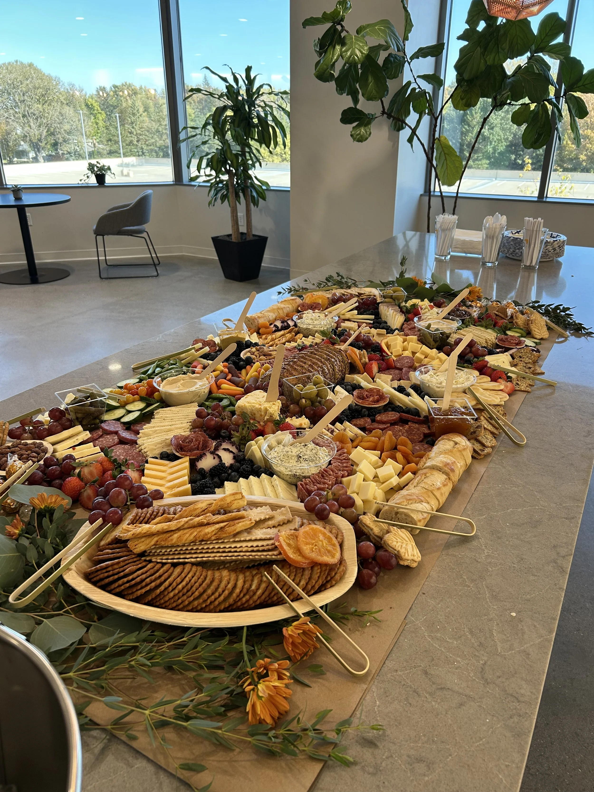 a lush graze charcuterie table for a corporate event in Minnesota