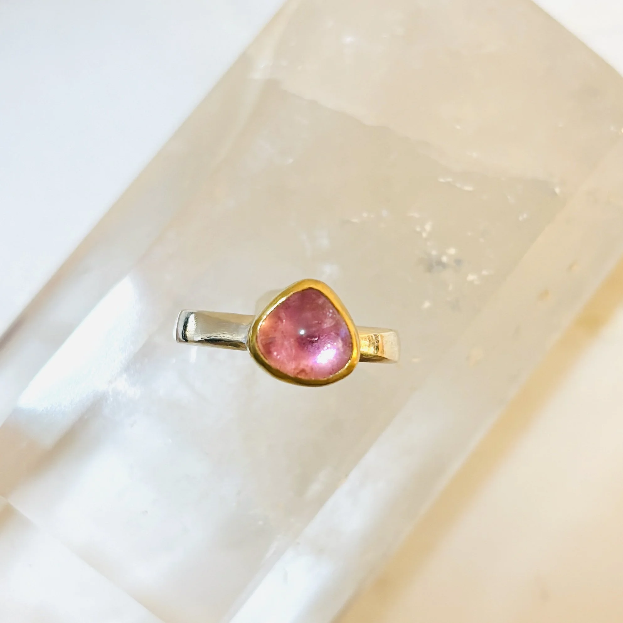 Pink tourmaline love ring.