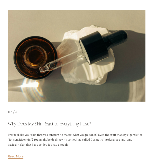 blog post preview of cosmetic intolerance syndrome dermatology blog post