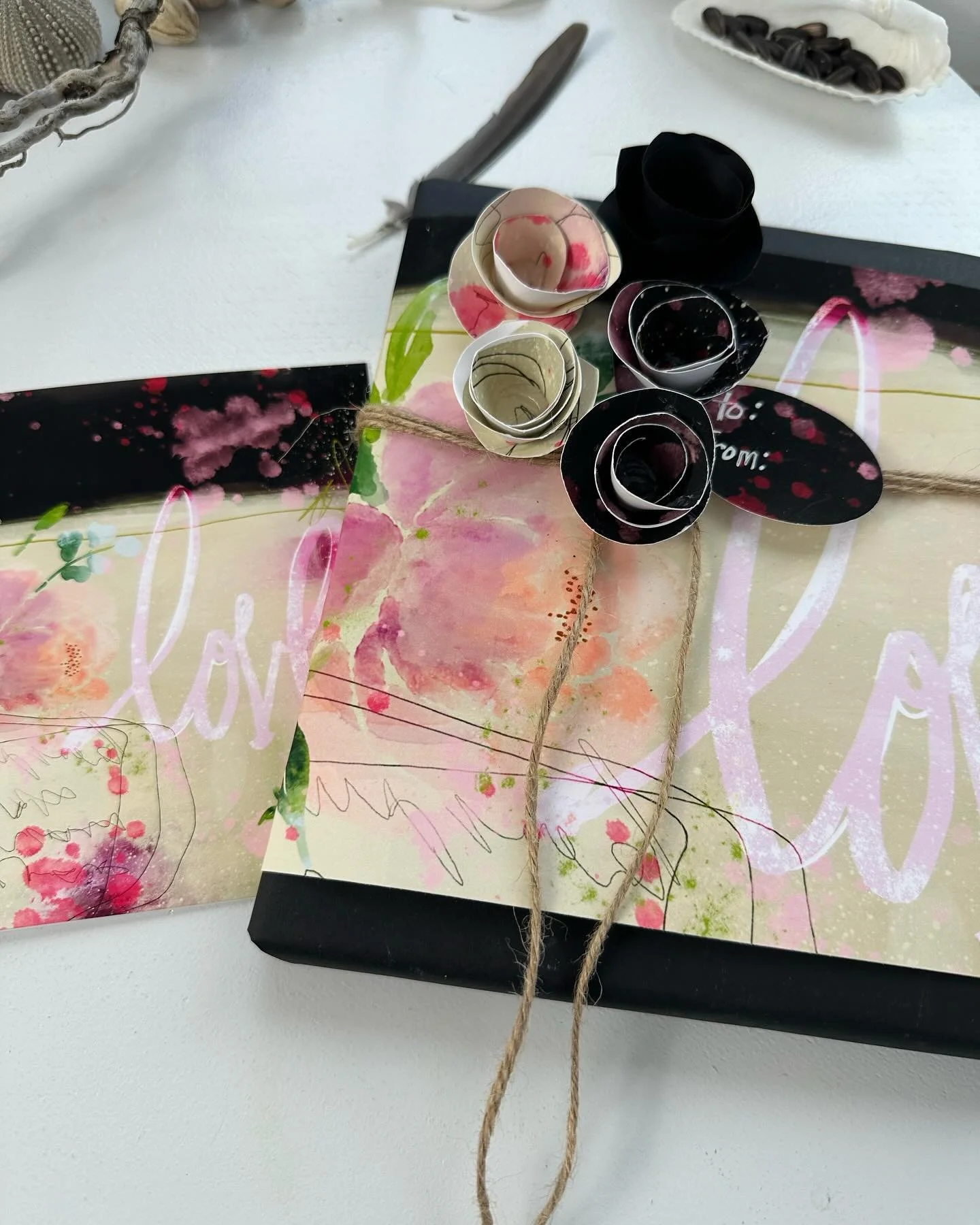 We are sweet on this love inspired gift wrap set. Get creative with your Valentine’s gift. Use plain black wrapping paper, scrap paper or even a Valentine’s Day card to create a creatively wrapped gift add little twine and you are good