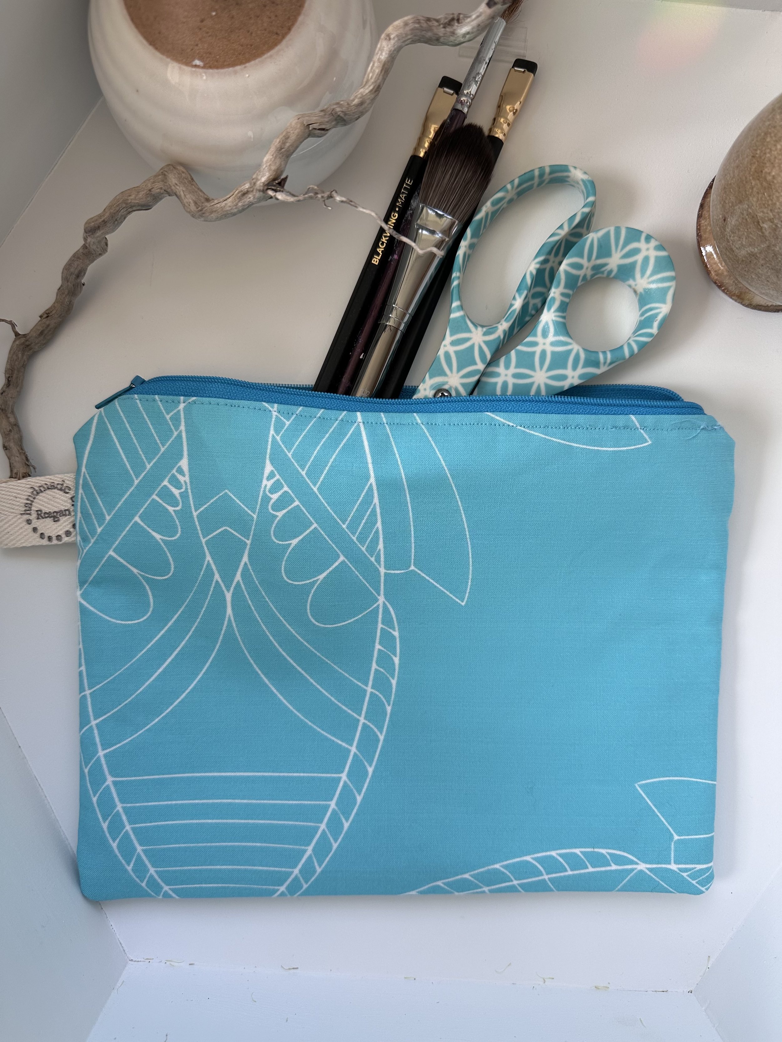 Teal Zipper Pouch/Makeup Bag