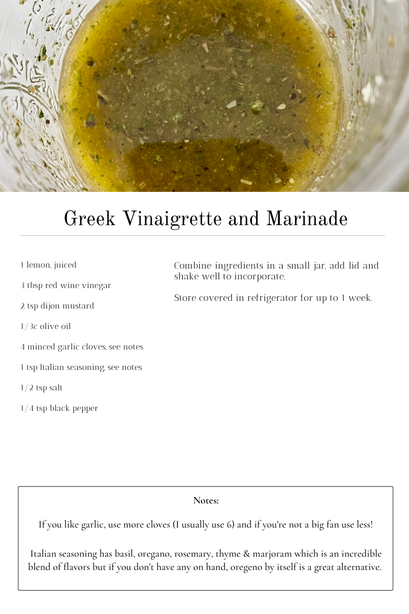 GREEK VINAIGRETTE & MARINADE — Making It With Danielle