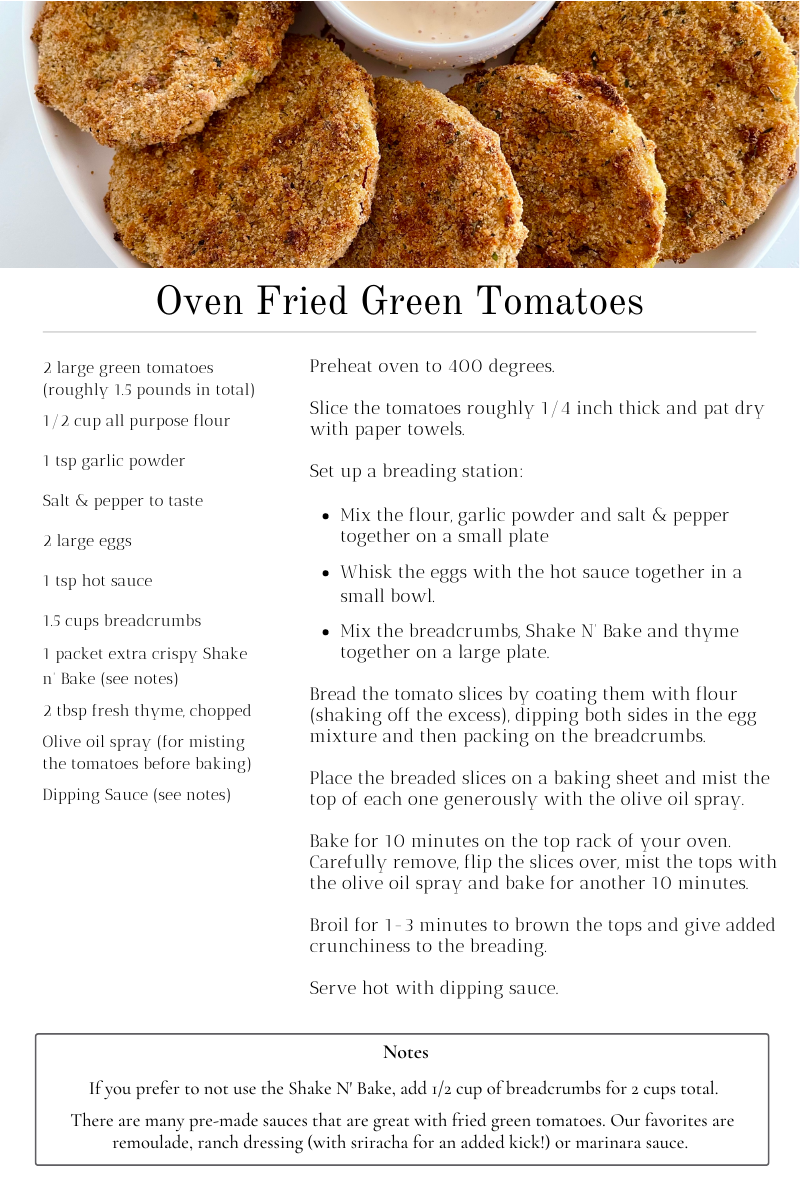 OVEN FRIED GREEN TOMATOES — Making It With Danielle